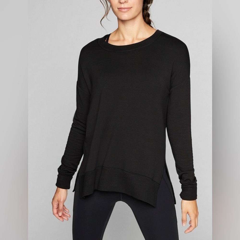 Athleta Top Sweatshirt Womens Medium Black Coaster Luxe Modal Blend